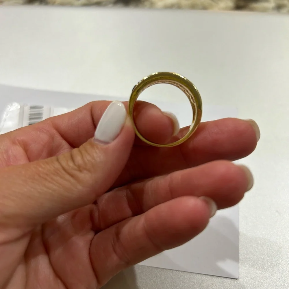 NWT- ElegantBand Ring Paved Rhinestone gold plated - Picture 6 of 7